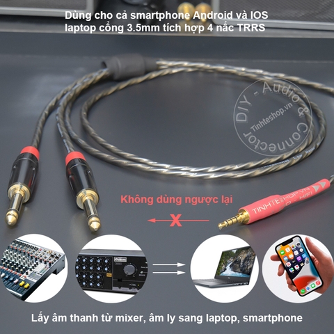Dây 3.5 livestream thu âm từ Mixer Sound card sang Smarphone IOS Android Laptop - Live streaming and recording cable for iPhone and Android Laptop DIY