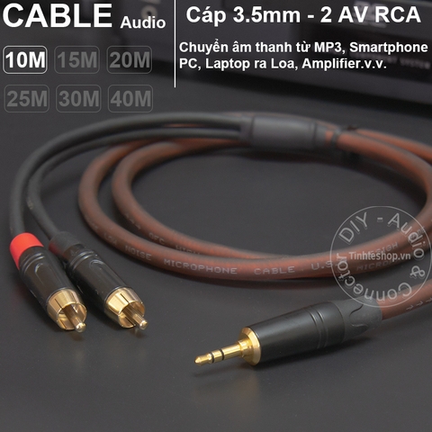 Dây jack 3.5 ra 2 hoa sen DIY dài từ 10 mét đến 40 mét - 3.5mm to 2 RCA cable