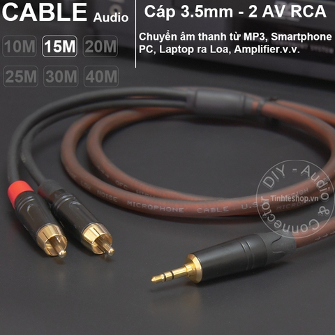 Dây jack 3.5 ra 2 hoa sen DIY dài từ 10 mét đến 40 mét - 3.5mm to 2 RCA cable
