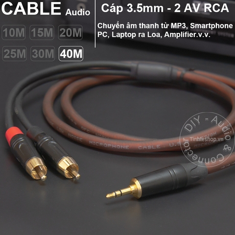 Dây jack 3.5 ra 2 hoa sen DIY dài từ 10 mét đến 40 mét - 3.5mm to 2 RCA cable