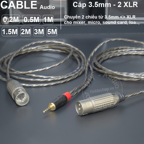 Dây 3,5 ra 2 canon đực chuyển từ Laptop Smartphone sang Loa kiểm âm Mixer Sound card - DIY 3.5mm to 2 XLR male audio cables from 0.2 to 5 meters