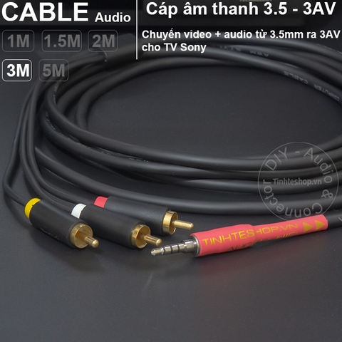 Dây 3.5 ra 3 RCA cho TV Sony dài 1 mét đến 5 mét - 3 RCA to 3.5mm cable
