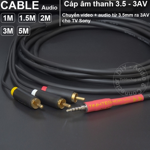 Dây 3.5 ra 3 RCA cho TV Sony dài 1 mét đến 5 mét - 3 RCA to 3.5mm cable