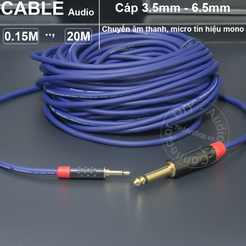 Cáp 3.5 mono sang 6.5 mono cắm cho Micro Bộ thu âm - 1/4 to 1/8 mono audio cable
