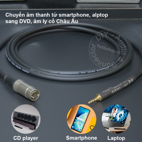 Dây 3.5mm sang 5pin chuyển âm thanh từ Smarphone Máy tính sang Âm ly cổ Châu Âu - 1/8 to MIDI 5 pin AUX