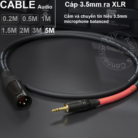 Dây 3.5 ra canon XLR đực microphone DIY 0.2M đến 5M - 3.5mm to XLR male micro balanced