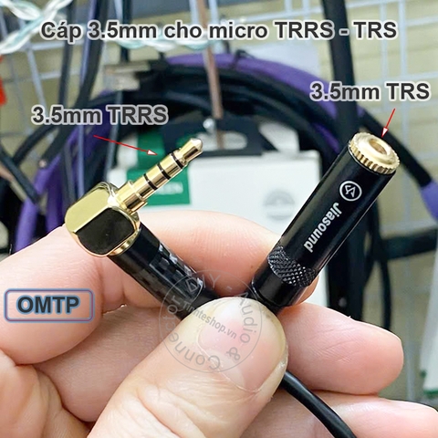 Dây microphone 3.5mm 4 cực TRRS đực sang 3.5mm 3 cực TRS cái OMTP và CTIA