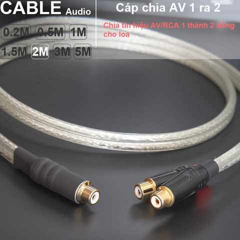 Dây cáp chia AV 1 ra 2 DIY 0.2M đến 5M - RCA female to 2 RCA female cable