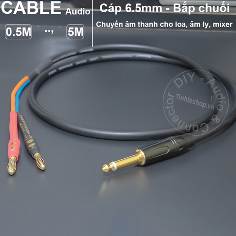 Dây loa 6 ly sang bắp chuối chuyển âm thanh từ Mixer Đàn Sound card sang loa - 6.5mm mono to banana plug cable