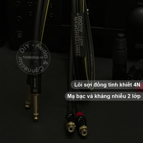 Cáp chuyển 6.5mm 6.35mm mono ra AV RCA cổng cái lõi đồng OFC 4N mạ bạc 0.2M 0.5M 1M 1.5M