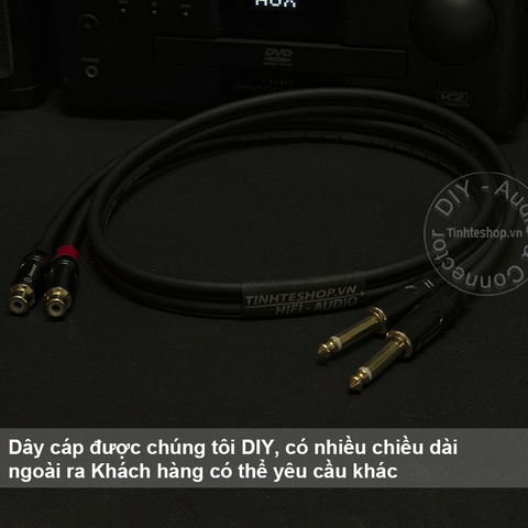 Cáp chuyển 6.5mm 6.35mm mono ra AV RCA cổng cái lõi đồng OFC 4N mạ bạc 0.2M 0.5M 1M 1.5M