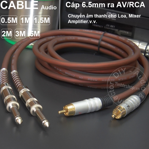 Cáp 6.5 ra hoa sen 2 sợi DIY 0.5 mét đến 5 mét - 6.35mm to RCA cable