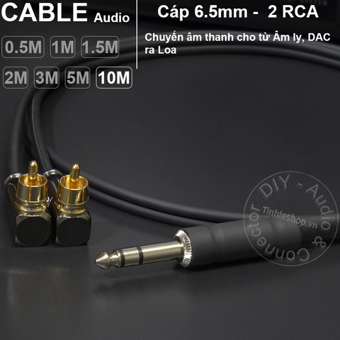 Dây jack 6 ly stereo ra 2 AV cong DIY 0.5M đến 5M - 6.5mm TRS to 2 RCA cable