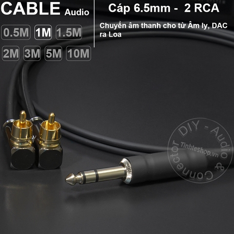 Dây jack 6 ly stereo ra 2 AV cong DIY 0.5M đến 5M - 6.5mm TRS to 2 RCA cable