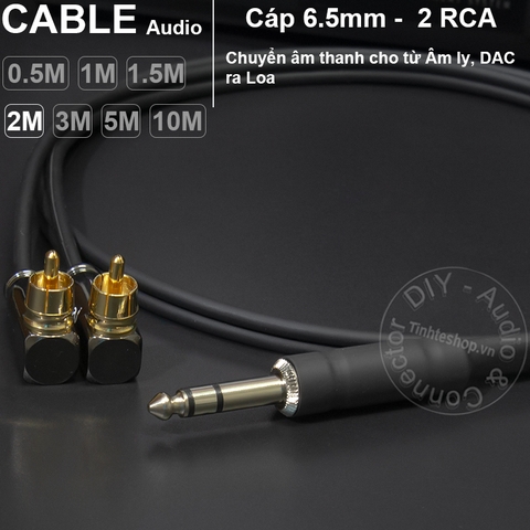 Dây jack 6 ly stereo ra 2 AV cong DIY 0.5M đến 5M - 6.5mm TRS to 2 RCA cable