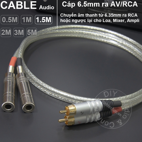 Cáp 6.5mm cái sang AV 1 cặp DIY 0.5M đến 5M - 6.5mm female to RCA cable