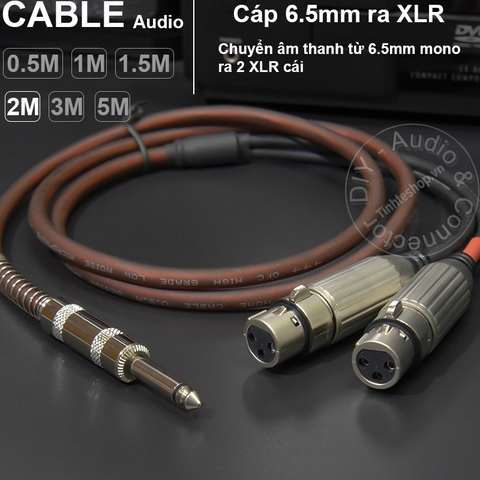 Dây 6 ly ra 2 canon đực DIY 0.5 đến 5 mét - 6.5mm mono to 2 XLR female cable