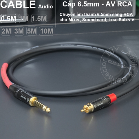 Cáp 6.5 sang hoa sen AV DIY 0.5 đến 5 mét cắm từ Sound card Mixer Âm ly sang loa - 6.35mm TS to lotus audio cable