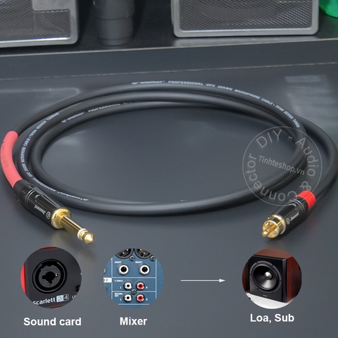 Cáp 6.5 sang hoa sen AV DIY 0.5 đến 5 mét cắm từ Sound card Mixer Âm ly sang loa - 6.35mm TS to lotus audio cable