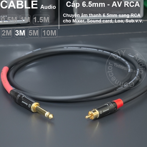 Cáp 6.5 sang hoa sen AV DIY 0.5 đến 5 mét cắm từ Sound card Mixer Âm ly sang loa - 6.35mm TS to lotus audio cable