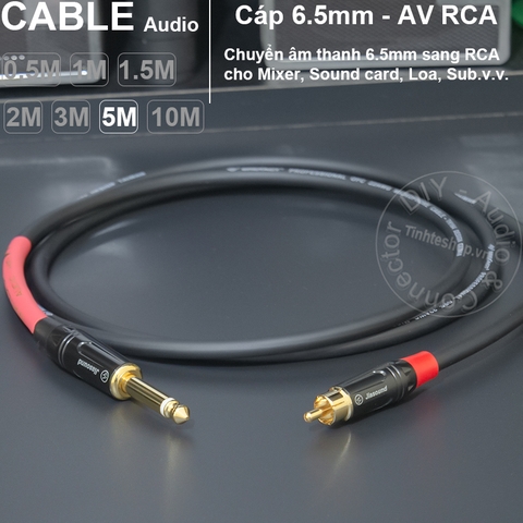 Cáp 6.5 sang hoa sen AV DIY 0.5 đến 5 mét cắm từ Sound card Mixer Âm ly sang loa - 6.35mm TS to lotus audio cable
