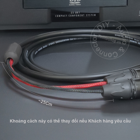 Dây 6 ly sang 2 canon đực DIY 0.5 đến 5 mét - 6.35mm mono to 2 XLR male audio cable