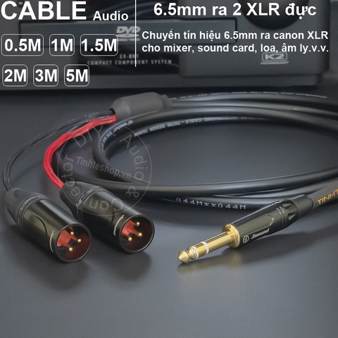 Cáp chuyển 6 ly stereo sang XLR DIY 0.5 đến 5 mét - 6.5mm TRS to 2 XLR male cable