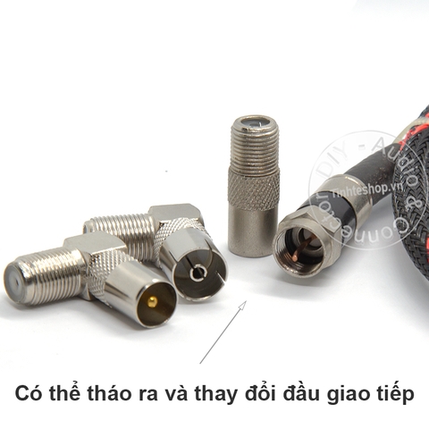 Cáp anten cho TV Đầu DVB T2 2 cổng vuông góc DIY 0.8M đến 10M - Antenna cable for TV with 2 perpendicular jacks