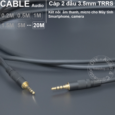 Dây cáp 2 đầu 3.5 4 vạch TRRS cắm cho Tai nghe Điện thoại Laptop TV box.v.v. - DIY 3.5mm 4-bar TRRS audio cable from 0.2 to 40 meters