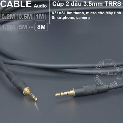 Dây cáp 2 đầu 3.5 4 vạch TRRS cắm cho Tai nghe Điện thoại Laptop TV box.v.v. - DIY 3.5mm 4-bar TRRS audio cable from 0.2 to 40 meters