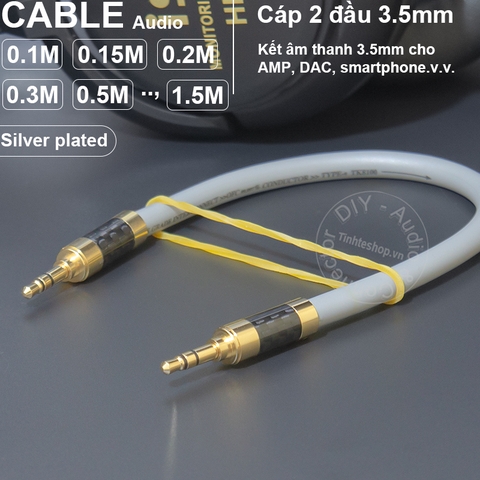 Cáp 3.5 AUX đồng OFC 5N mạ bạc 0.1 đến 5 mét - Silver plated OFC 5N copper core 3.5mm stereo audio cable