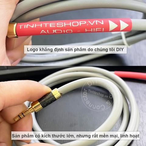 Cáp 3.5 AUX đồng OFC 5N mạ bạc 0.1 đến 5 mét - Silver plated OFC 5N copper core 3.5mm stereo audio cable