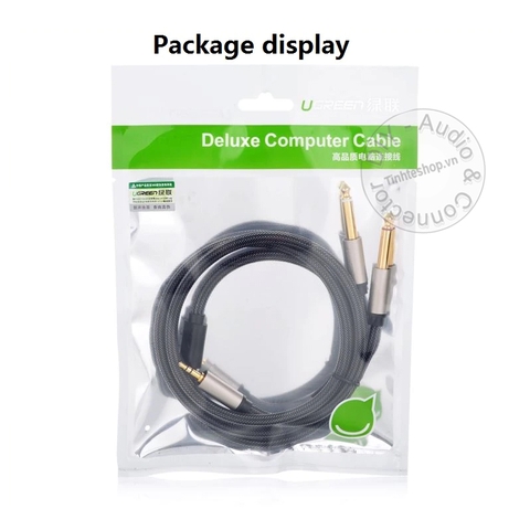 Dây jack 3.5 ra 2 đầu 6 ly Ugreen AV126 dài 1 mét đến 5 mét - 3.5mm to 2 6.35mm cable