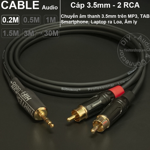 Cáp audio 3.5mm ra 2 AV RCA R+L DIY 0.2 mét đến 20 mét - Audio cable 3.5mm to 2 RCA