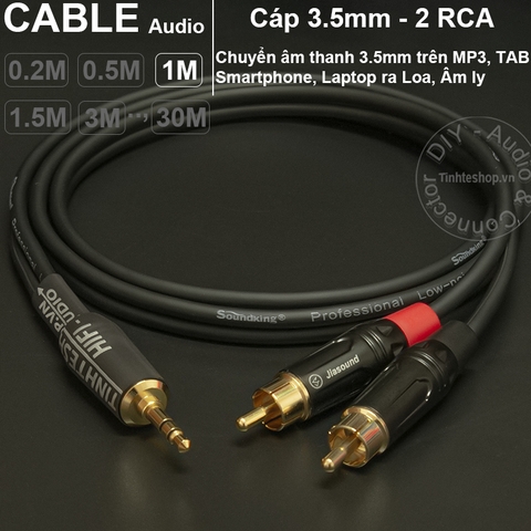 Cáp audio 3.5mm ra 2 AV RCA R+L DIY 0.2 mét đến 20 mét - Audio cable 3.5mm to 2 RCA