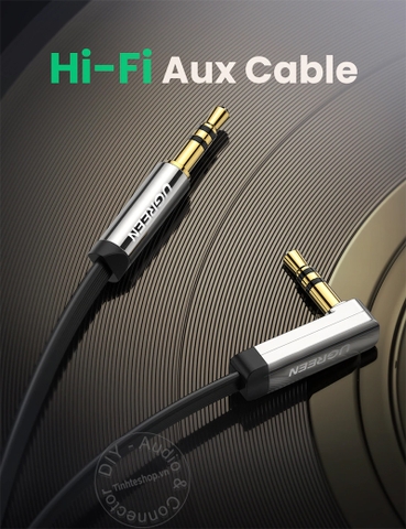 Cáp âm thanh 3.5 Ugreen AV119 siêu mỏng 1 đầu thẳng 1 đầu bẻ góc 0.5 mét đến 5 mét