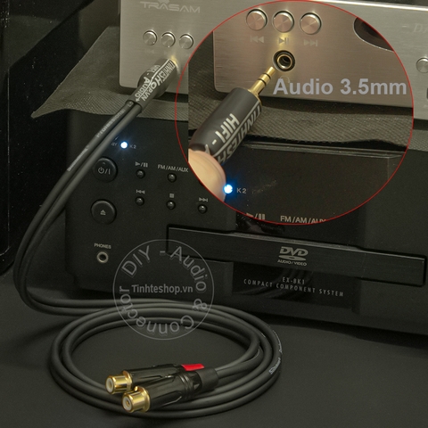 Cáp audio 3.5mm ra 2 AV cái - Audio cable 3.5mm male to 2 RCA female DIY 0.2M 0.5M 1M 1.5M 3M