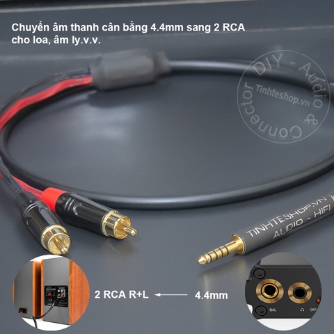 Cáp balanced 4.4mm sang 2 RCA DIY 0.2 đến 5 mét - DIY 4.4mm to 2 RCA . balanced audio cable