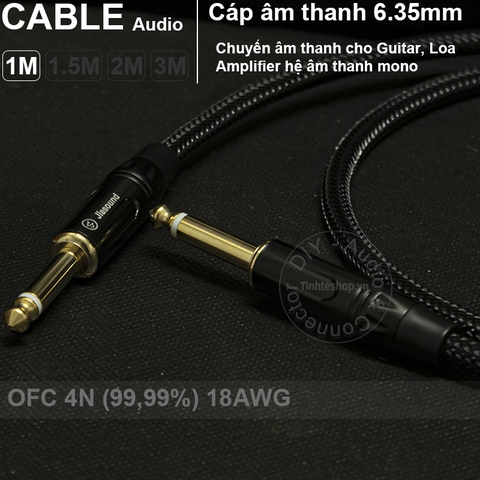 Cáp audio 2 đầu 6.35mm mono OFC 4N - Dây âm thanh 6.5mm cho Đàn Đàn guitar 1M 1.5M 2M 3M