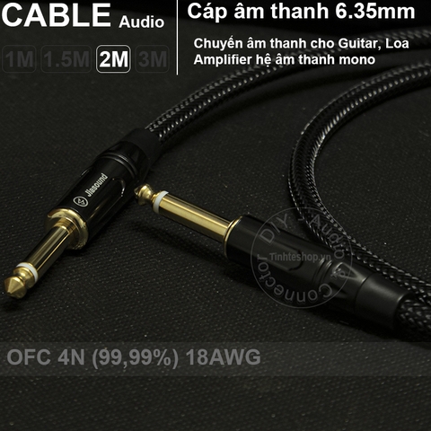 Cáp audio 2 đầu 6.35mm mono OFC 4N - Dây âm thanh 6.5mm cho Đàn Đàn guitar 1M 1.5M 2M 3M