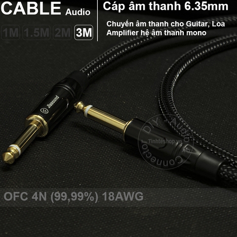 Cáp audio 2 đầu 6.35mm mono OFC 4N - Dây âm thanh 6.5mm cho Đàn Đàn guitar 1M 1.5M 2M 3M
