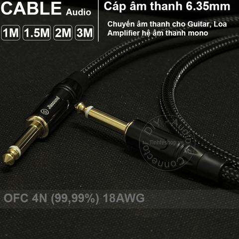 Cáp audio 2 đầu 6.35mm mono OFC 4N - Dây âm thanh 6.5mm cho Đàn Đàn guitar 1M 1.5M 2M 3M