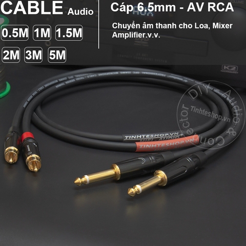 Cáp 6.5mm ra AV 1 cặp - 6.35mm to RCA cable DIY OFC 4N 0.5M 1M 2M 3M 5M