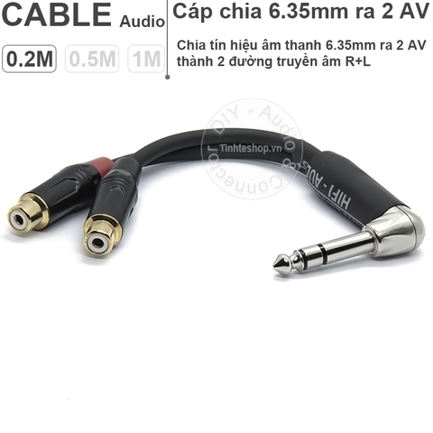 Cáp audio 6.35mm 6.5mm stereo ra 2 AV audio R+L Loa Amplifier 0.2M 0.5M 1M