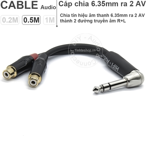 Cáp audio 6.35mm 6.5mm stereo ra 2 AV audio R+L Loa Amplifier 0.2M 0.5M 1M