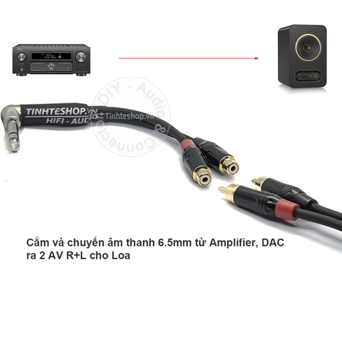 Cáp audio 6.35mm 6.5mm stereo ra 2 AV audio R+L Loa Amplifier 0.2M 0.5M 1M