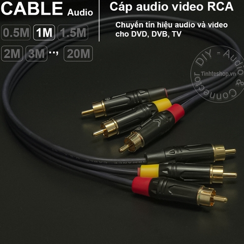 Cáp audio video AV RCA 3 ra 3 - Dây 3 đầu bông sen AV RCA 0.5M 1M 5M 10M 15M 20M