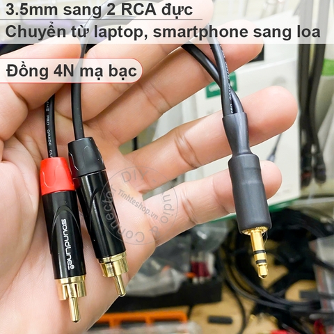 Cáp 3.5 ra AV lõi đồng mạ bạc - 3.5mm male to 2 RCA female cable 15Cm