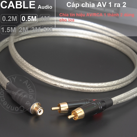 Cáp chia hoa sen AV cái sang 2 đực DIY 0.2M đến 5M - RCA female to 2 RCA male cable