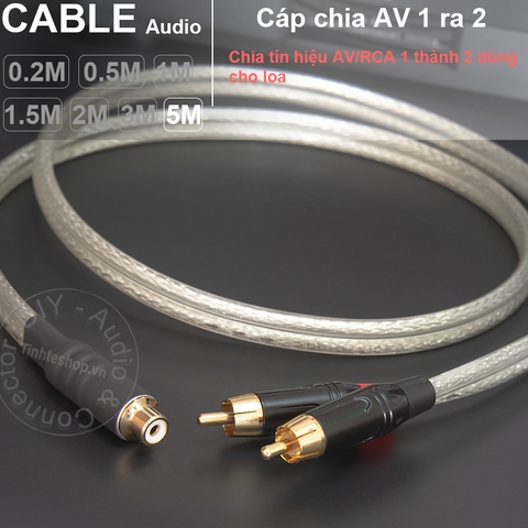 Cáp chia hoa sen AV cái sang 2 đực DIY 0.2M đến 5M - RCA female to 2 RCA male cable